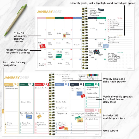 July 2026 - June 2027 Yellow Linen Weekly Monthly Planner