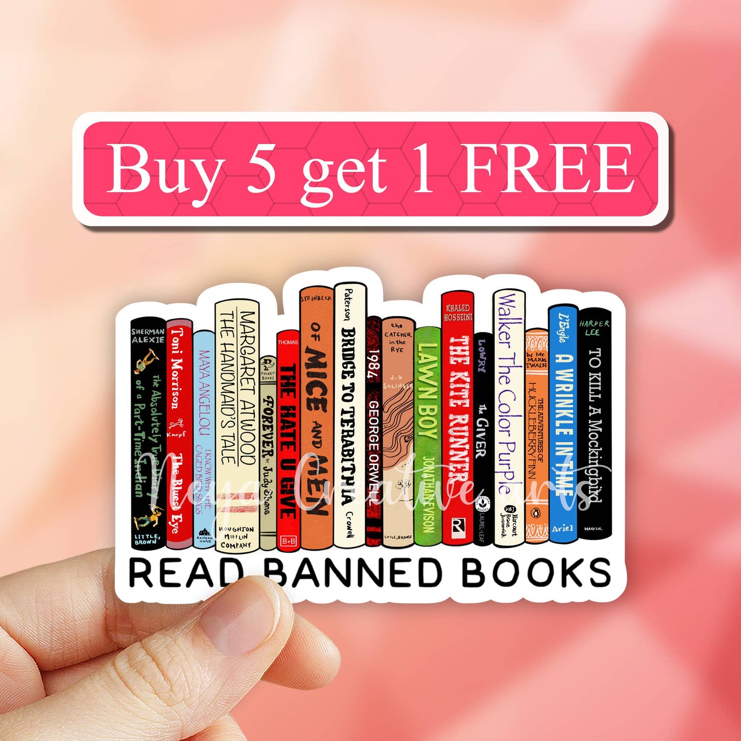 Read Banned Books Vinyl Sticker, water bottle, laptop decal