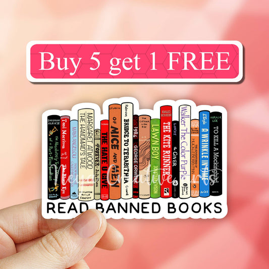 Read Banned Books Vinyl Sticker, water bottle, laptop decal